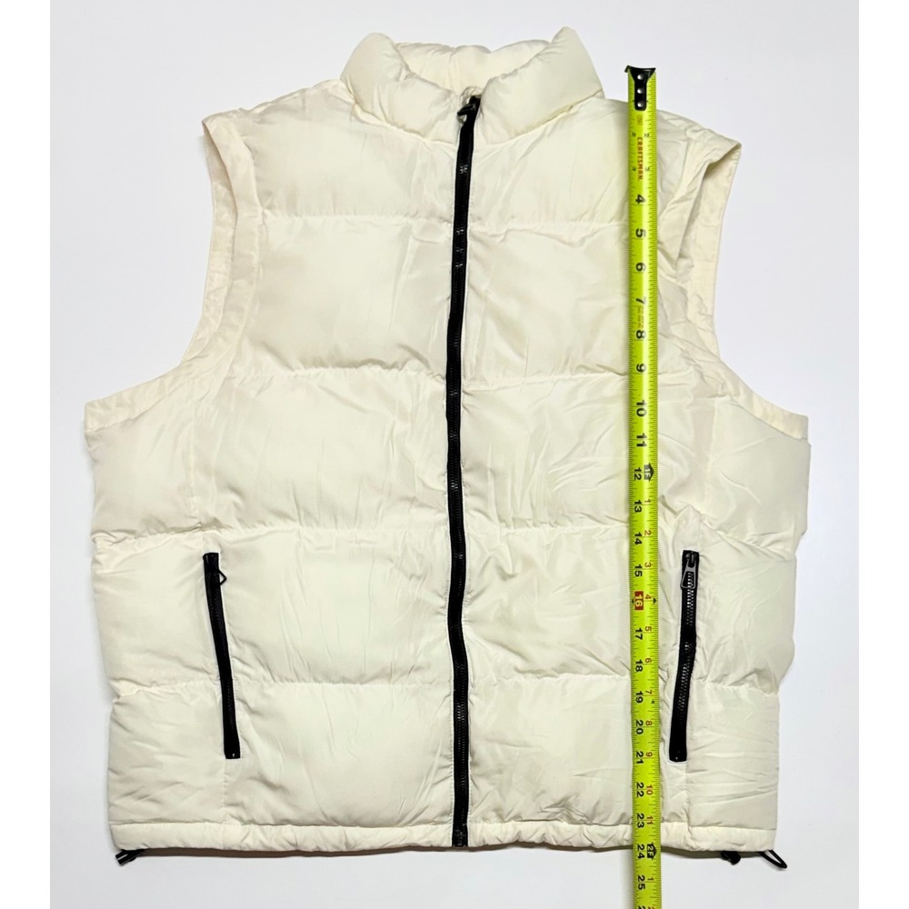 Zara Women's Puffer Vest Cream Off White Quilted Full Zip Sleeveless Jacket M